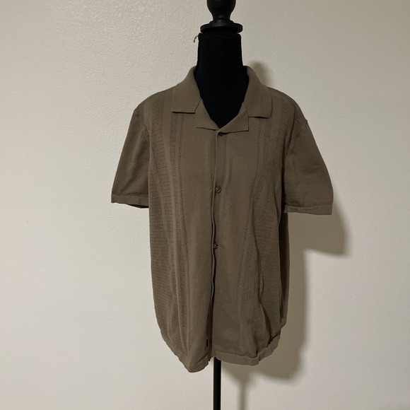 Express Other - Express Men's Pointelle Camp Collar Short Sleeve Sweater Polo Size Large